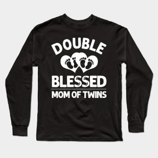 Funny New Mom Of Twins Gift For Women Mother Announcement Long Sleeve T-Shirt